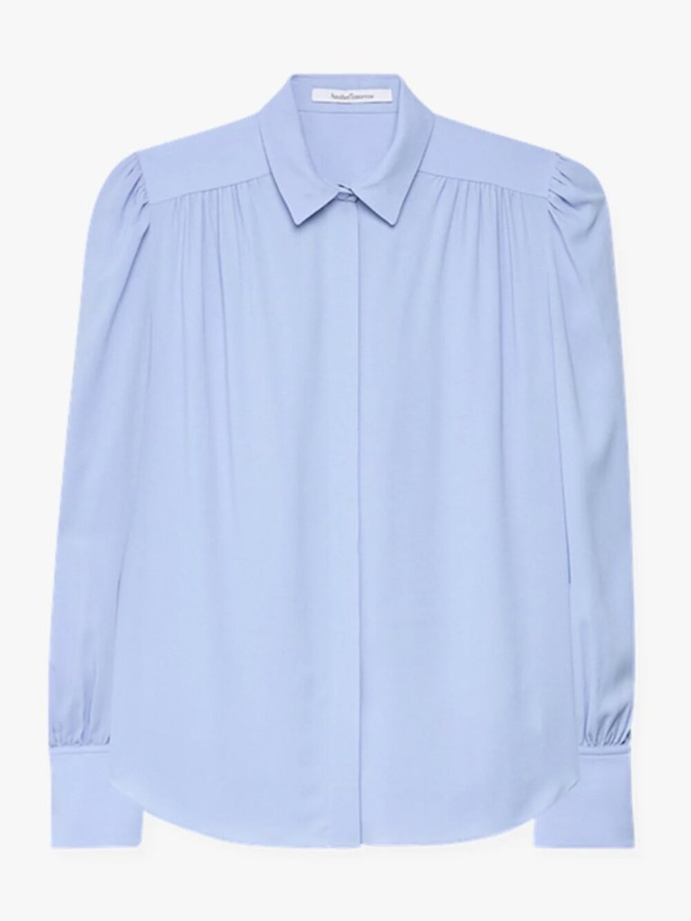 Another Tomorrow Gathered Blouse, Color Oxford Blue, Size 38